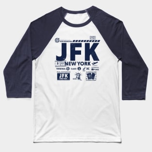 Vintage New York City JFK Airport Code Travel Day Retro Travel Tag Baseball T-Shirt